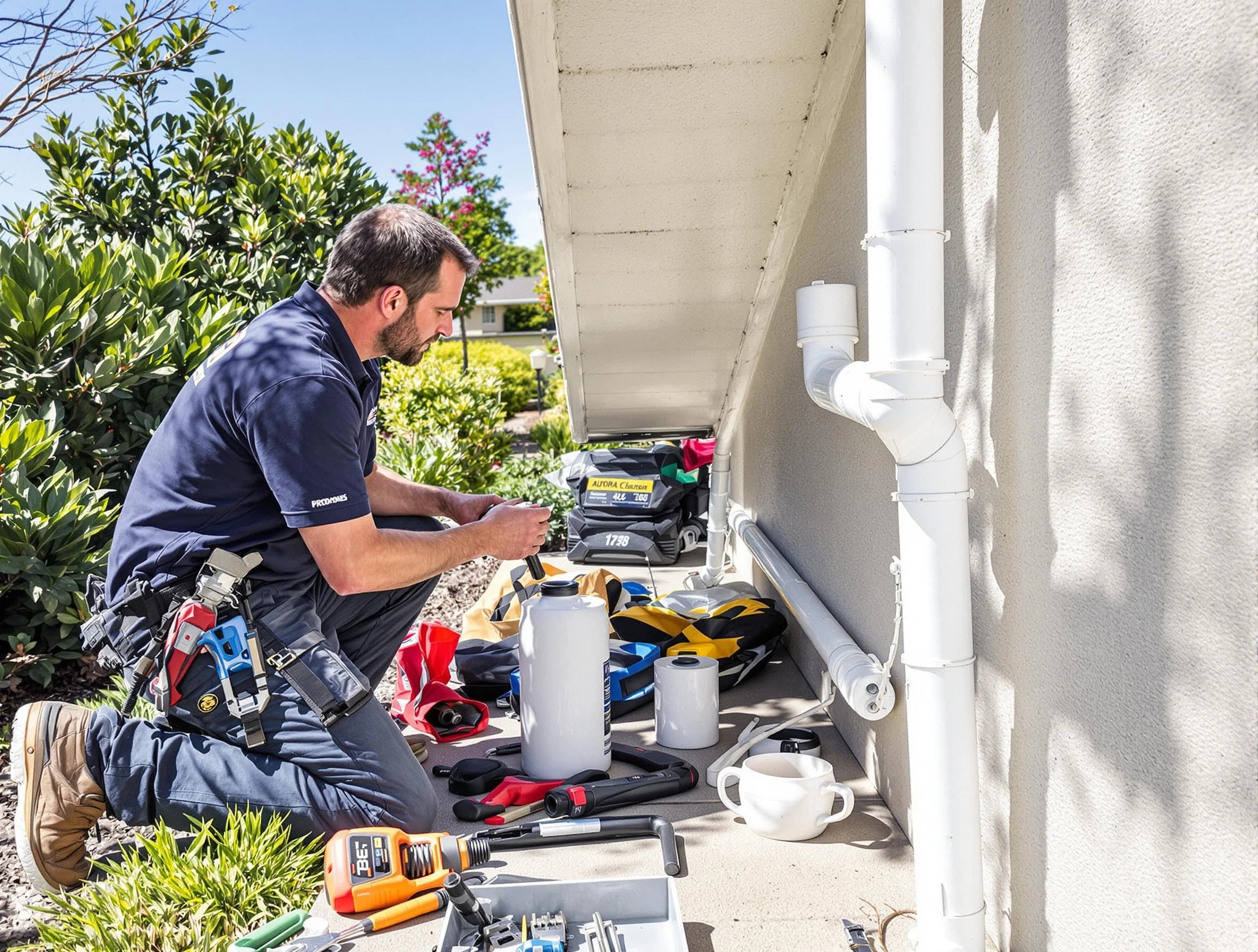 Brecksville Roofing Company expert fixing a downspout in Brecksville, OH