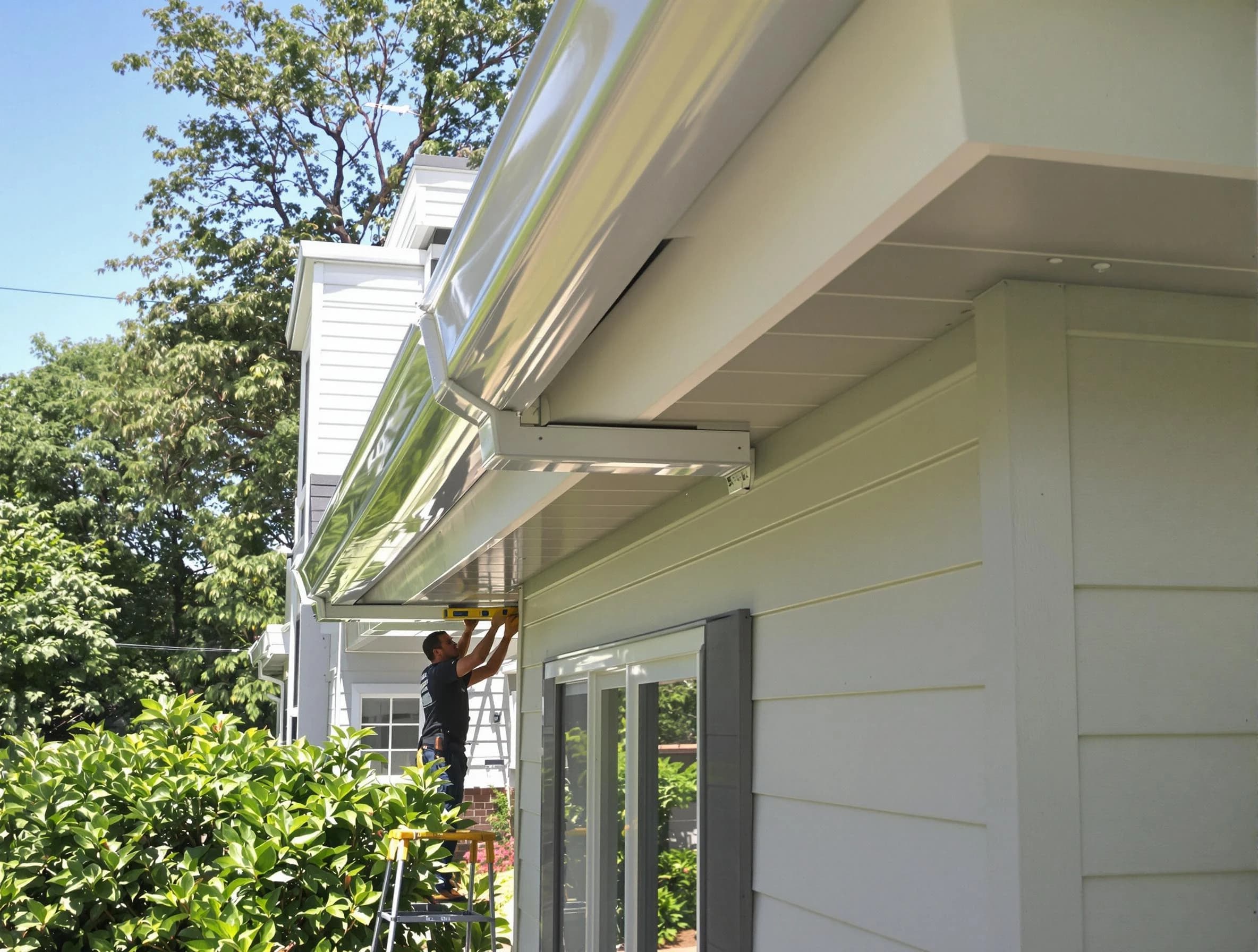 Properly aligned gutter system installed by Brecksville Roofing Company in Brecksville, OH