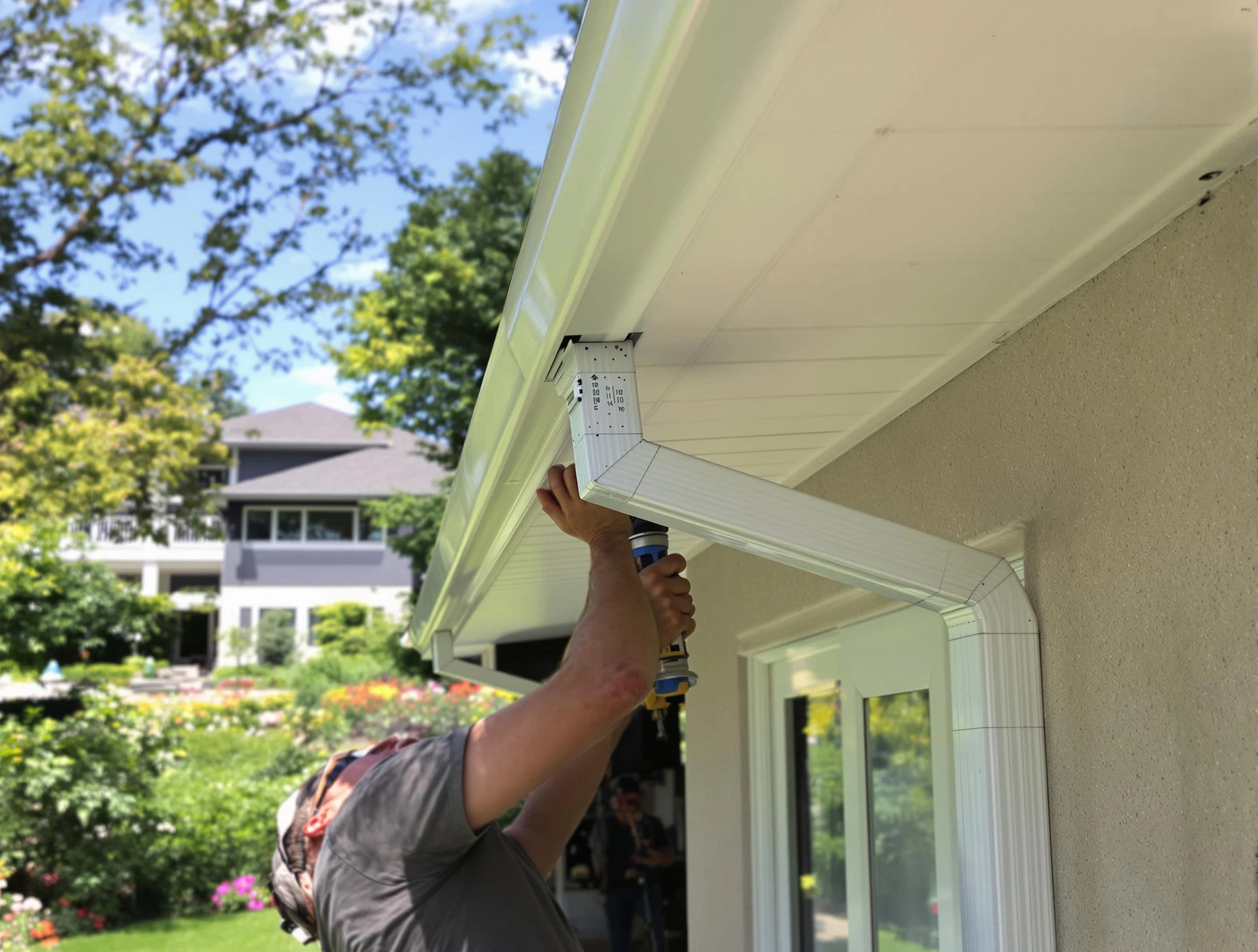 Brecksville Roofing Company technicians performing gutter installation in Brecksville, OH