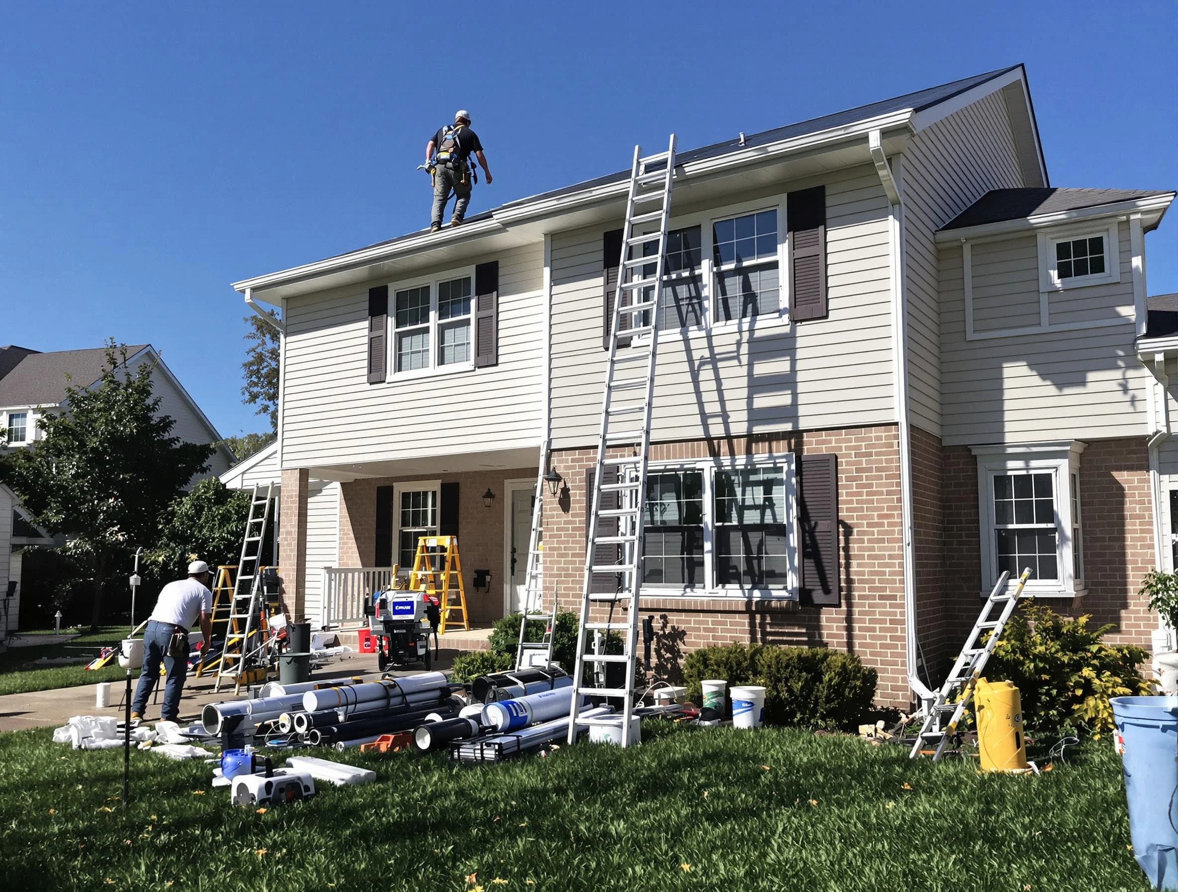 Brecksville Roofing Company completing a gutter replacement in Brecksville, OH