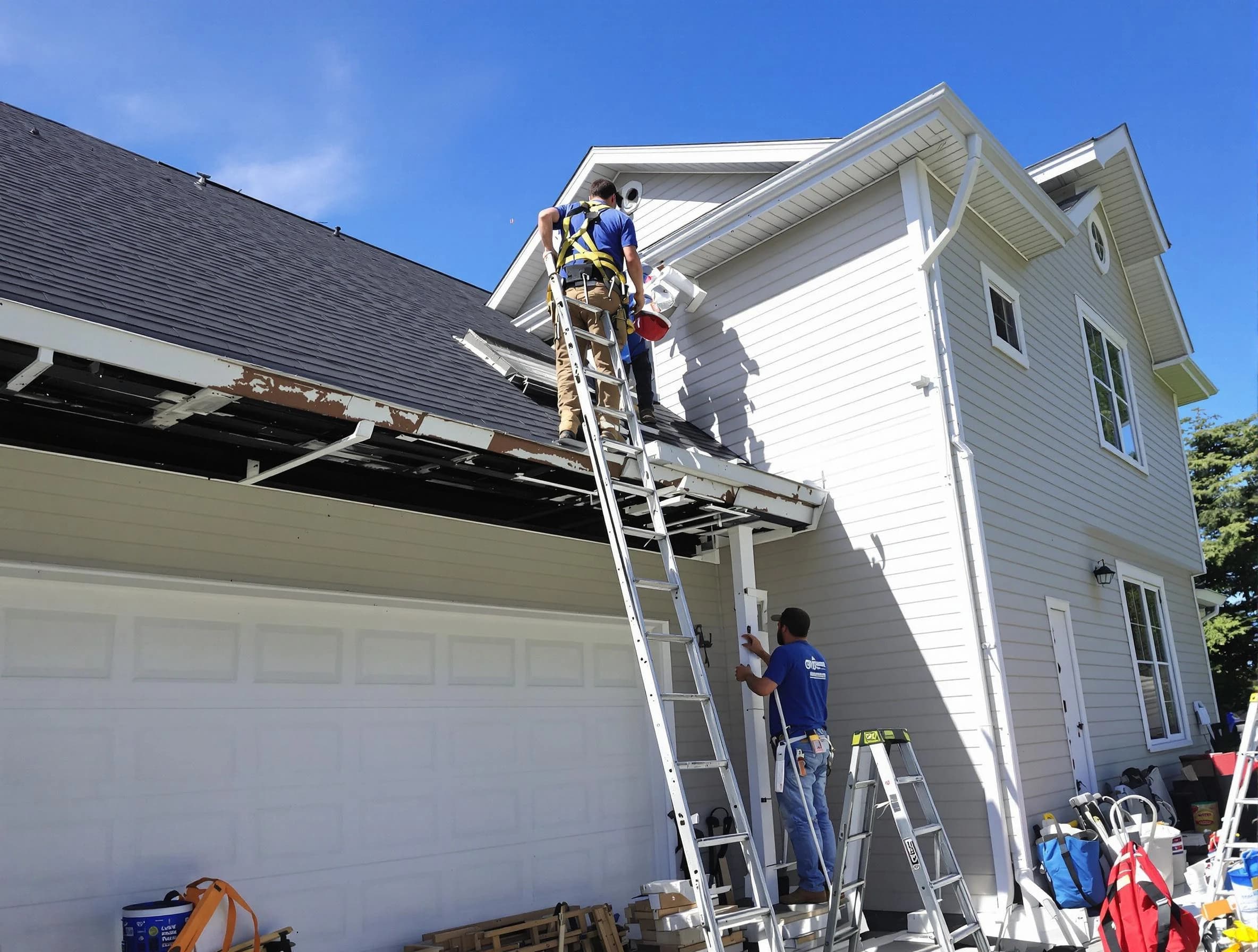 Newly replaced gutters by Brecksville Roofing Company in Brecksville, OH