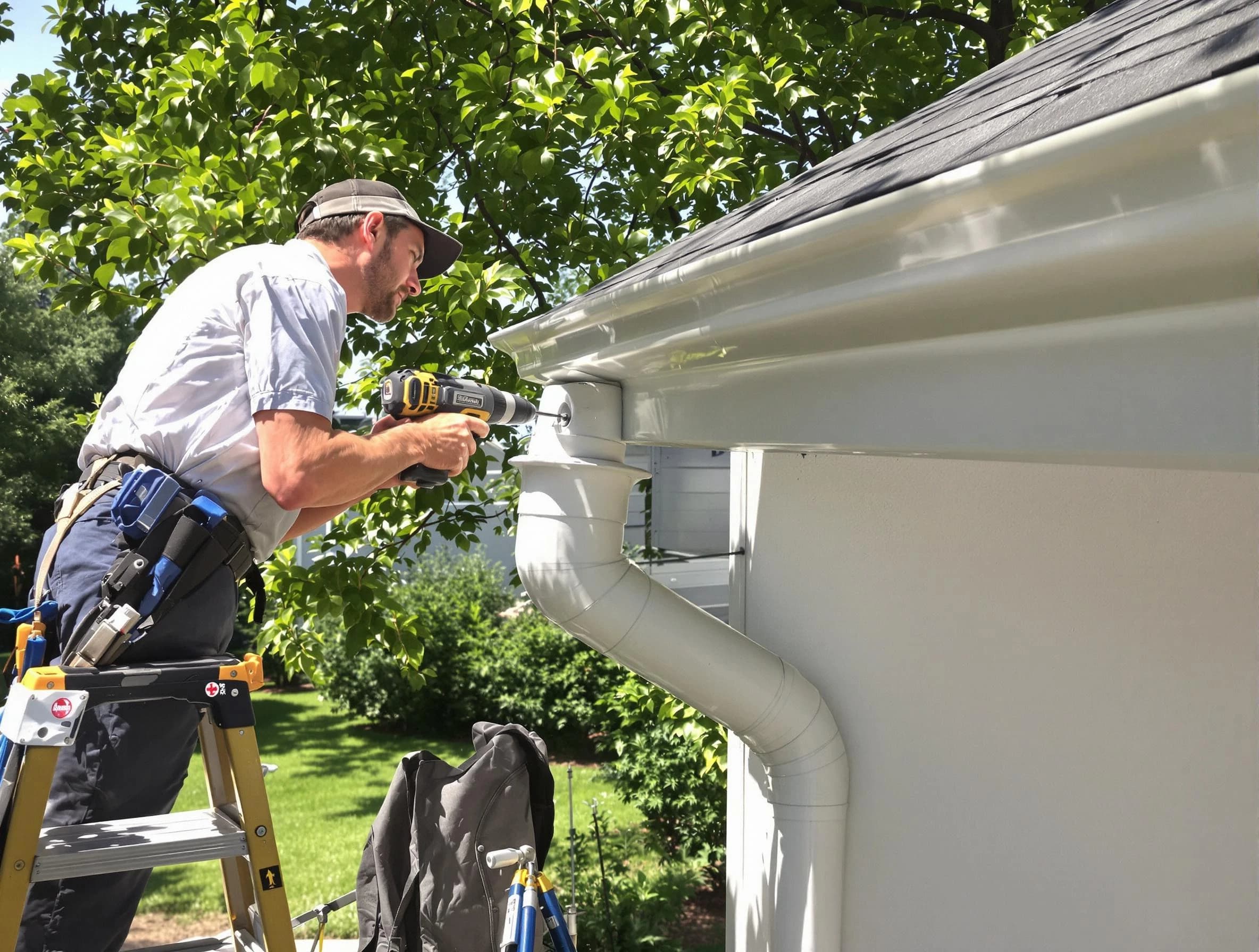 Properly installed rain gutters by Brecksville Roofing Company in Brecksville, OH