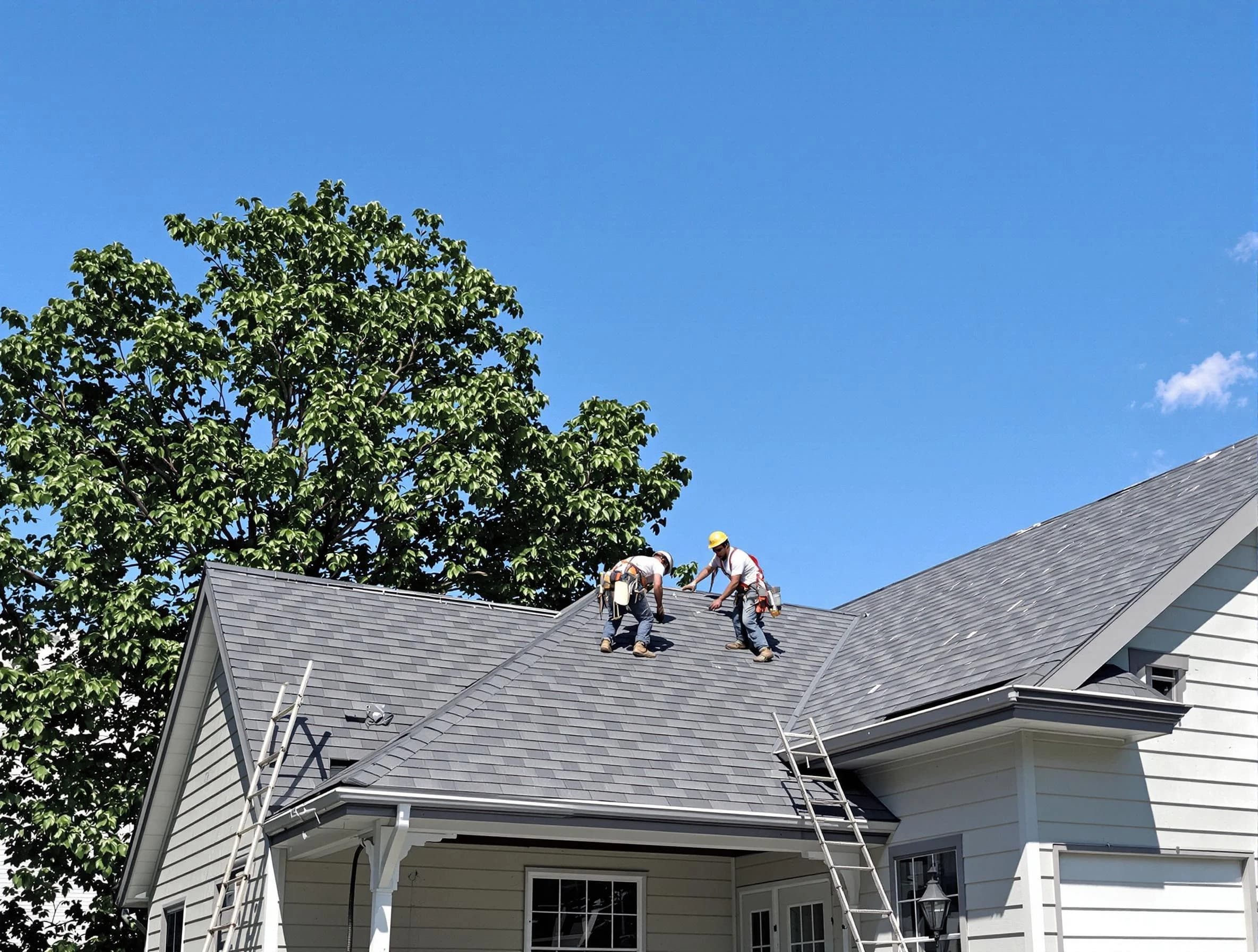 Brecksville Roofing Company crew finalizing a roof installation in Brecksville, OH